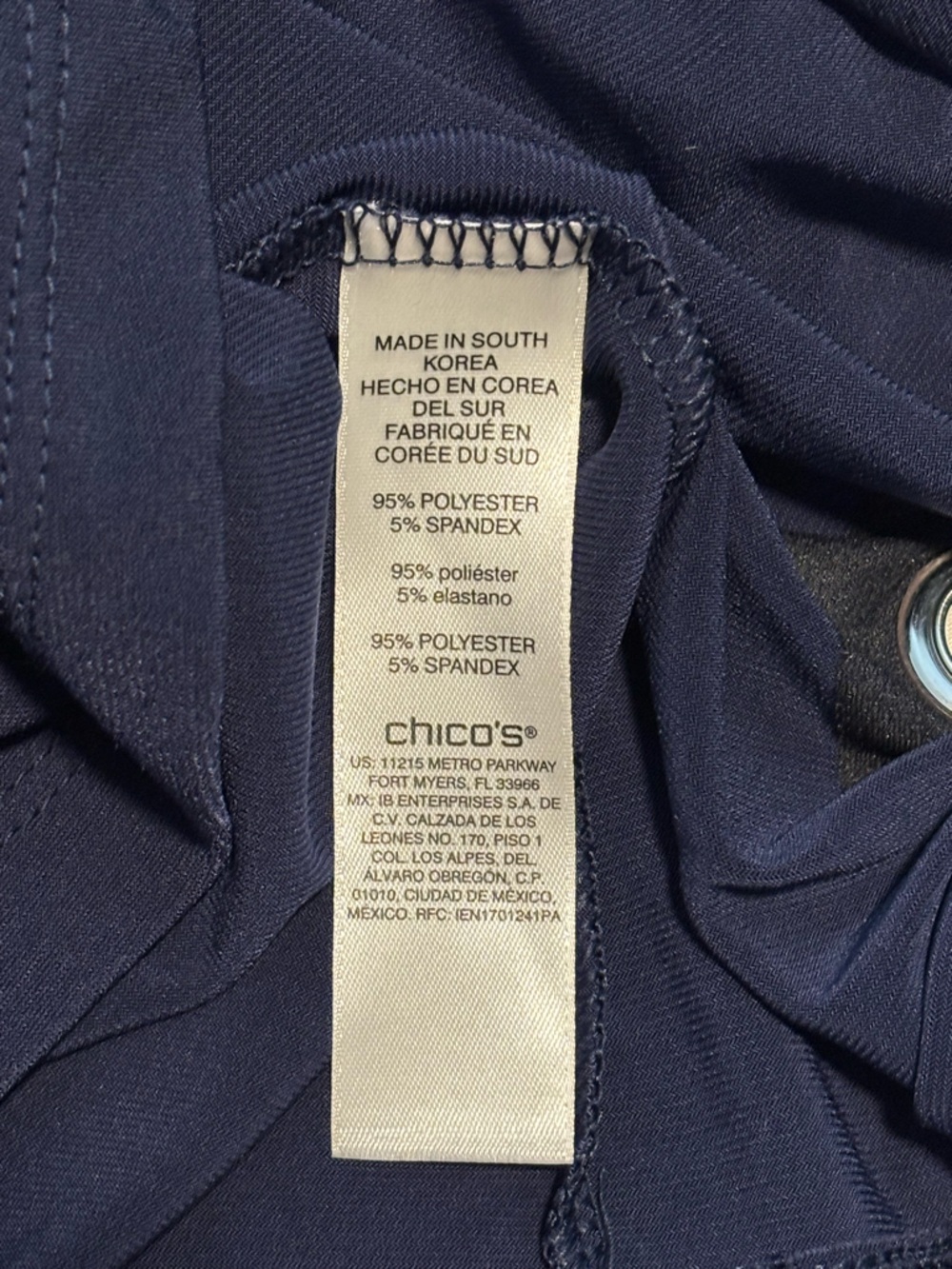 Chico's side-knot grommet top in navy blue women's size medium Chicos size 1 - Picture 13 of 16